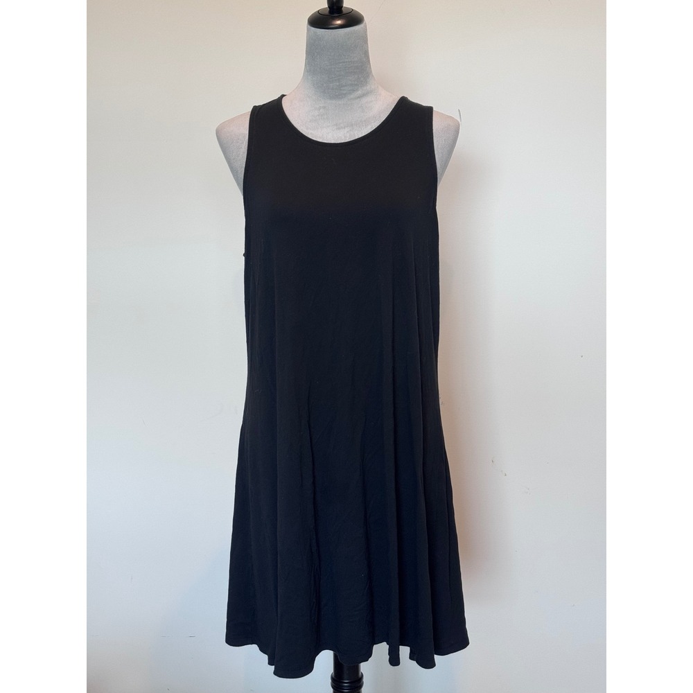 Old Navy Womens Black Sleeveless Swing Dress Size Large Scoop Neck Jersey Knit